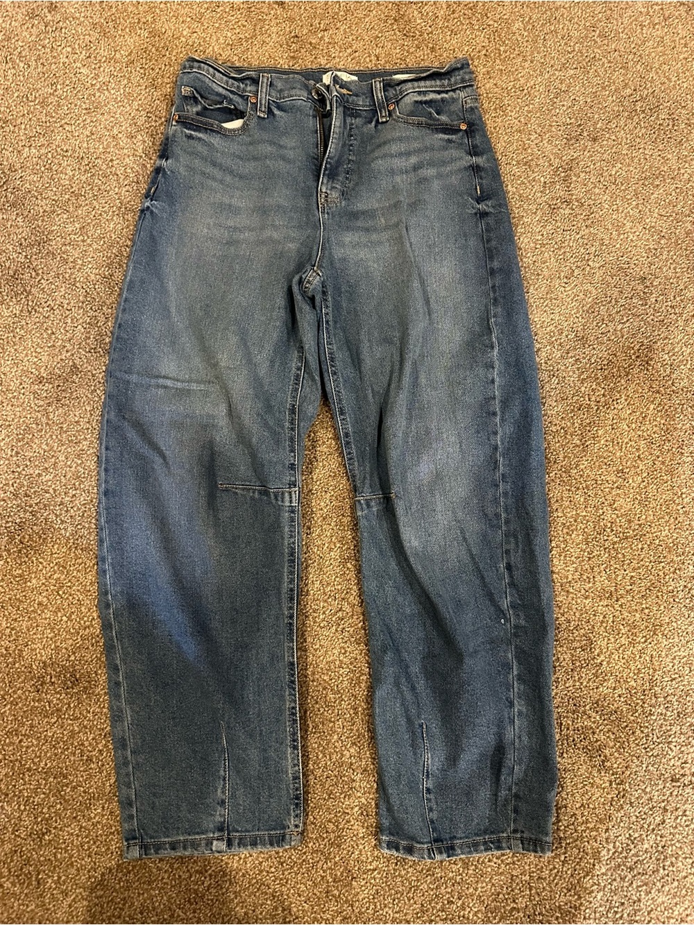 Relaxed High-Rise Women's Denim Pants in Washed Blue